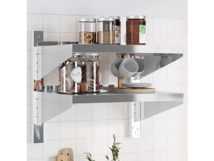 vidaXL 2-úrovňová polica 50x40x48 cm strieborná nehrdzavejúca oceľ