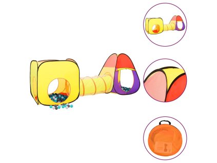 vidaXL Detský stan na hranie s 250 loptičkami farebný 255x80x100 cm