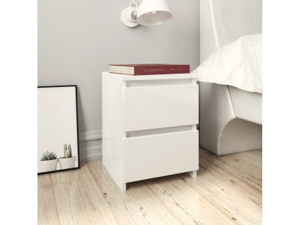 vidaXL Nočný stolík, lesklý biely 30x30x40 cm, kompozitné drevo