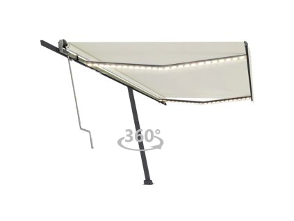vidaXL Automatická markíza s LED a senzorom vetra 500x300 cm krémová