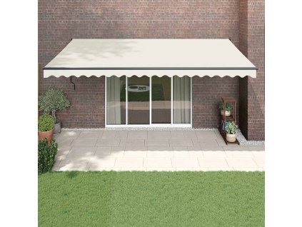 vidaXL Automatická zaťahovacia markíza, krémová 5x3 m