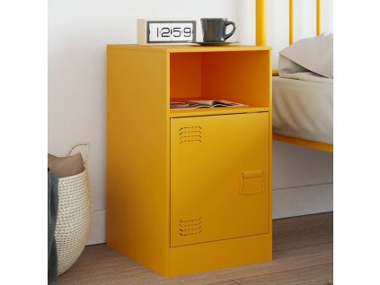 vidaXL Nočný stolík horčicovo-žltý 34,5x39x62 cm oceľ