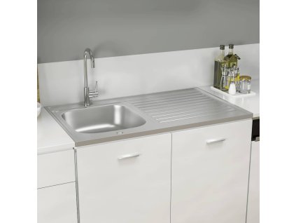 vidaXL Kuchynský drez s odkvapkávačom, strieborný 1000x600x155mm, oceľ