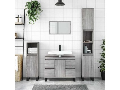vidaXL Kúpeľňová skrinka sivý dub sonoma 80x33x60 cm kompozitné drevo