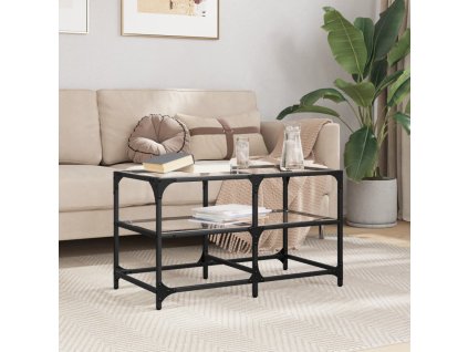 vidaXL Konferenčný stolík priehľadná sklenená doska 78,5x40x45 cm oceľ