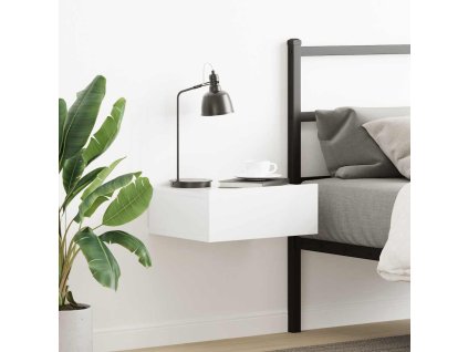 vidaXL Nástenný nočný stolík, lesklý biely 40x30x15cm kompozitné drevo