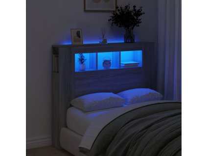 vidaXL Čelo s LED sivý dub sonoma 120x18,5x103,5 cm kompozitné drevo