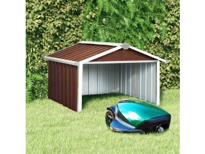 vidaXL Prístrešok na robotickú kosačku 92x97x63 cm oceľový hnedý