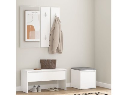 vidaXL Súprava nábytku do chodby biela spracované drevo