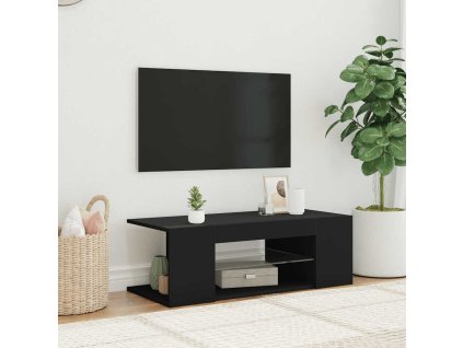 vidaXL TV skrinka s LED svetlami čierna 90x39x30 cm