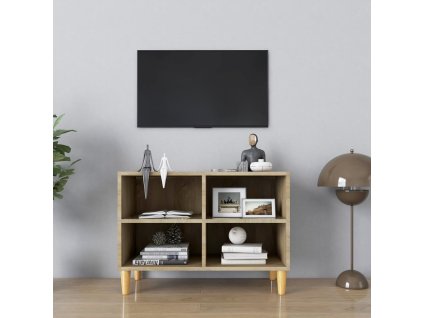 vidaXL TV stolík nohy z masívneho dreva dub sonoma 69,5x30x50 cm