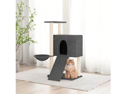 vidaXL Škrabadlo pre mačky so sisalovými stĺpikmi tmavosivé 96 cm