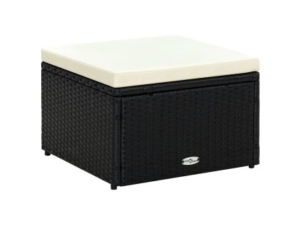 vidaxl Polyratanová taburetka/opierka na nohy, 53x53x30 cm, čierna