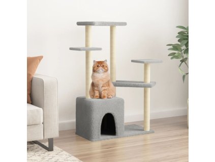 vidaXL Škrabadlo pre mačky so sisalovými stĺpikmi bledosivé 107,5 cm