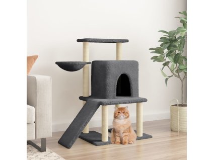 vidaXL Škrabadlo pre mačky so sisalovými stĺpikmi tmavosivé 96,5 cm