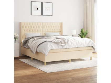 vidaXL Posteľný rám boxspring s matracom krémový 180x200 cm látka