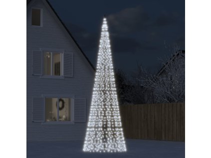 vidaXL LED vianočný stromček na stožiari 1534 LED studená biela 500 cm