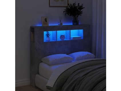 vidaXL Čelo s LED betónovo sivé 120x18,5x103,5 cm kompozitné drevo