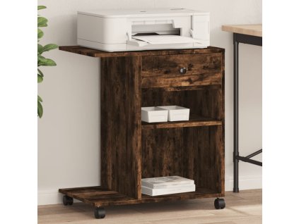 vidaXL Stojan na tlačiareň s kolieskami dymový dub 60x40x68,5 cm