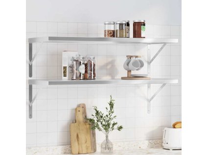 vidaXL Nástenné police 2 ks 100x40x3 cm strieborné nehrdzavejúca oceľ