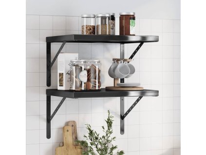 vidaXL Nástenné police 2 ks 50x40 cm, čierne, nehrdzavejúca oceľ