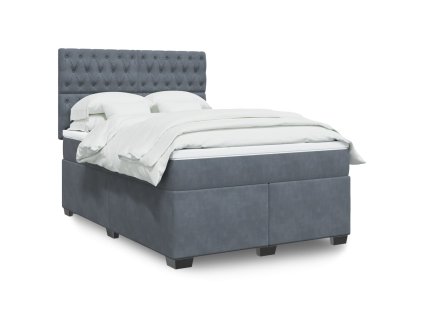 vidaXL Posteľný rám boxspring s matracom tmavosivý 140x190 cm zamat