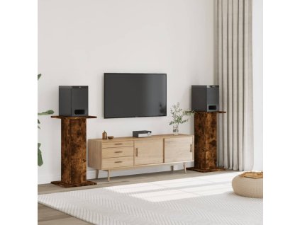 vidaXL Stojany na reproduktor 2ks dymový dub 30x30x80 cm kompoz. drevo