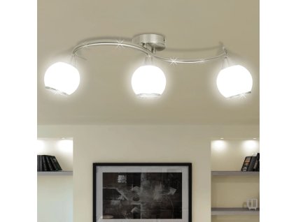 Stropná lampa so sklenenými tienidlami na zvlnenej koľajnici na 3 žiarovky E14
