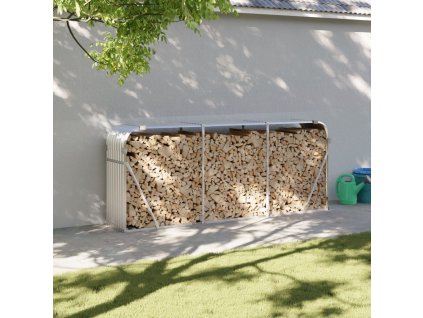 vidaXL Držiak na polená strieborný 234x45x100 cm pozinkovaná oceľ