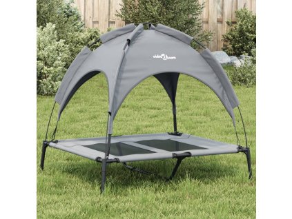 vidaXL Pelech pre psov so strieškou antracitový oxfordská látka a oceľ