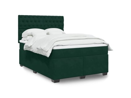 vidaXL Posteľný rám boxsping s matracom tmavozelený 140x190 cm zamat