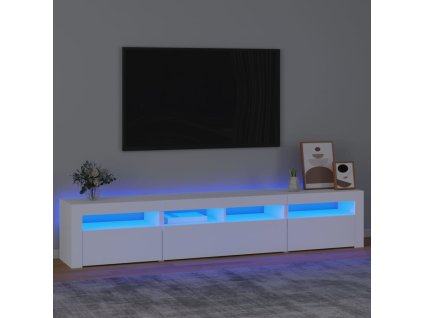 vidaXL TV skrinka s LED svetlami biela 210x35x40 cm
