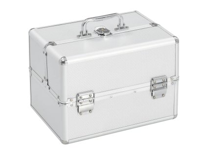 vidaXL Kufrík na make-up strieborný 22x30x21 cm hliníkový