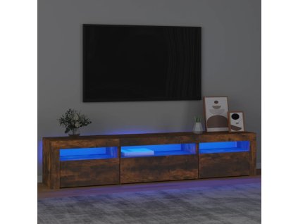 vidaXL TV skrinka s LED svetlami dymový dub 195x35x40 cm