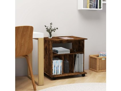 vidaXL Skrinka na kolieskach dymový dub 60x45x60 cm spracované drevo