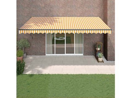 vidaXL Automatická zaťahovacia markíza, žltá a biela 5x3 m