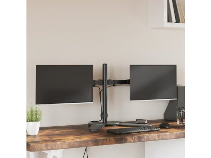 vidaXL Držiak na dva monitory čierny oceľový VESA 75/100 mm