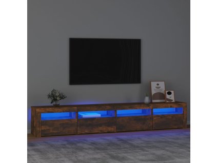 vidaXL TV skrinka s LED svetlami dymový dub 240x35x40 cm
