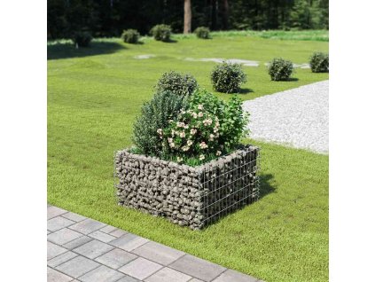 vidaXL Gabiónový vyvýšený záhon, pozinkovaná oceľ 90x90x50 cm