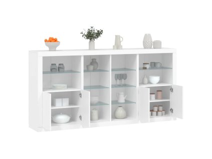 vidaXL Komoda s LED svetlami biela 202x37x100 cm