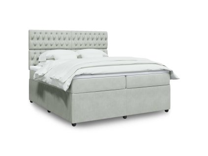 vidaXL Posteľný rám boxsping s matracom bledosivý 200x200 cm zamat