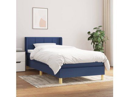 vidaXL Posteľný rám boxspring s matracom modrý 90x190 cm látka
