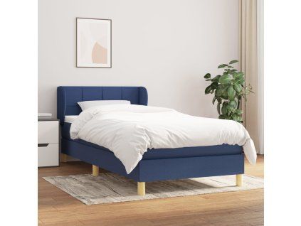 vidaXL Posteľný rám boxspring s matracom modrý 90x190 cm látka