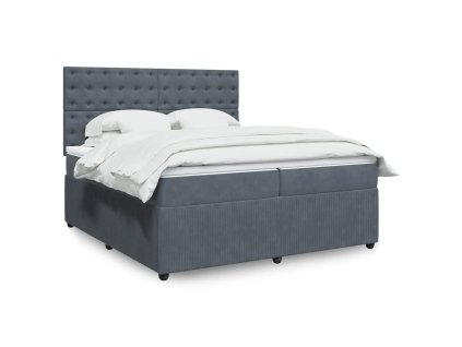 vidaXL Posteľný rám boxspring s matracom tmavosivý 200x200 cm zamat