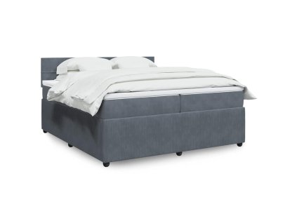 vidaXL Posteľný rám boxspring s matracom tmavosivý 200x200 cm zamat