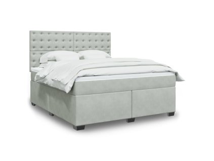 vidaXL Posteľný rám boxsping s matracom bledosivý 180x200 cm zamat