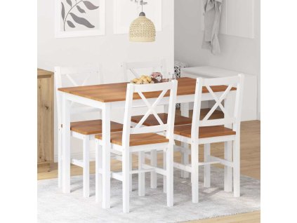 vidaXL 5-dielna jedálenská súprava, hnedá a biela