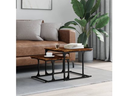 vidaXL Zasúvací konferenčný stolík 2 ks dymový dub kompozitné drevo