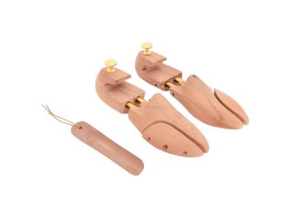 vidaXL Napínač topánok s obuvákom EU 44-45 masívne cédrové drevo