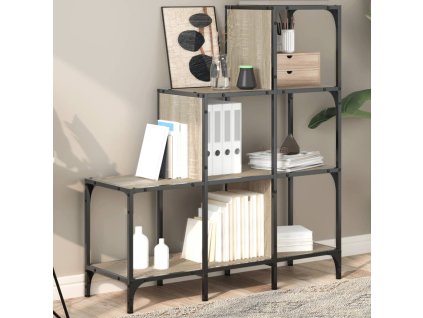 vidaXL Knižnica, dub sonoma 92x30x102 cm, kompozitné drevo a kov